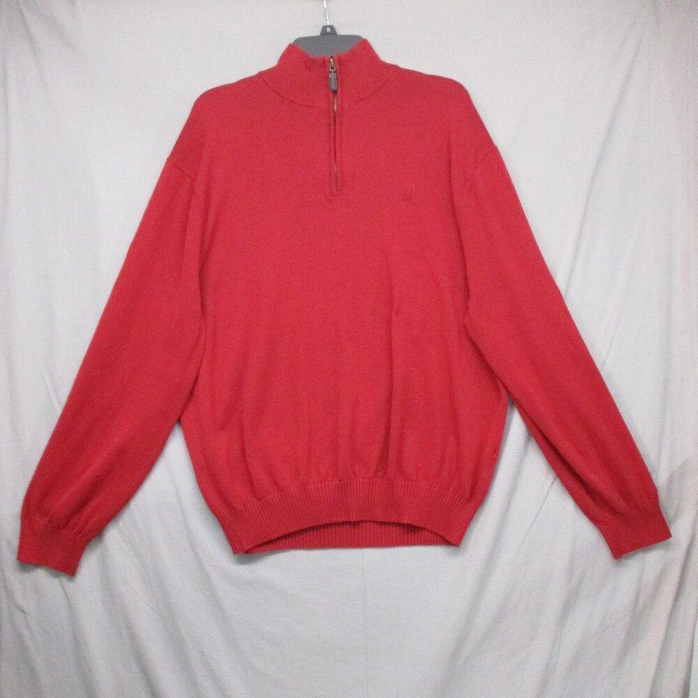 Nautica Men Henley Mock Neck Sweater 100% Cotton Red Men Size | XXL - Picture 2 of 11